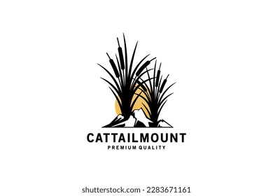 Creative abstract mountain nature cattail logo design