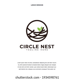 Creative abstract nest icon logo design color editable vector illustration