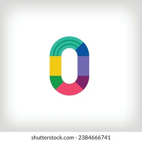 Creative abstract number 0 multicolored linear logo. Modern text lines with new pop art colors. Number alphabet template. Creative education geometric.vector