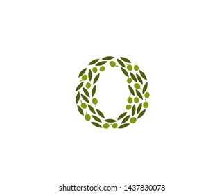 Creative Abstract O Letter Olive Leaves Logo Design Vector Symbol Illustration