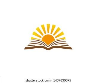 Creative Abstract Open Book Sun Logo Design Vector Symbol Illustration