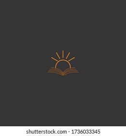 Creative Abstract Open Book Sun Logo icon Design Vector Symbol Illustration.