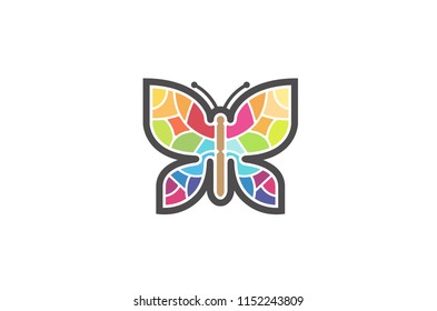 Creative Abstract Orange Butterfly Logo Symbol Vector Design Illustration