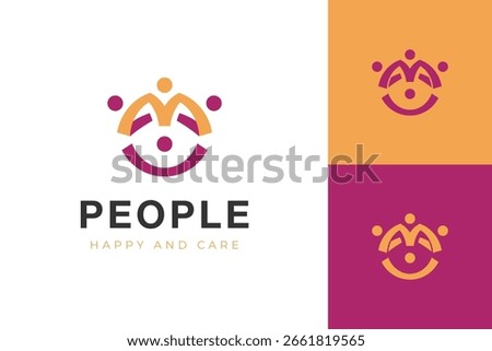 Creative Abstract People, Community logo Design with Smile and partnership combination vector icon illustration