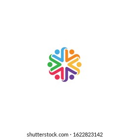 Creative Abstract People Group Connect Colorful Logo Design