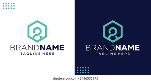 Creative Abstract People Logo inside Hexagon, design inspiration, illustration, vector