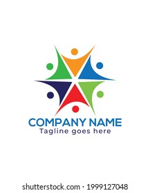 Creative abstract people teamwork vector logo design