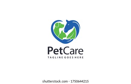 Creative and abstract pet like dog, cat, horse ect for pet care logo design vector editable