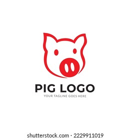 Plantilla vectorial de diseño de logotipo de cerdo abstracto creativo
