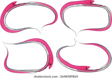 creative abstract pink black colorful art doodle speech bubbles set