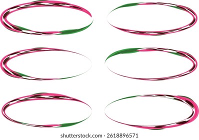 Creativo abstracto rosa negro verde colorido conjunto de óvalos