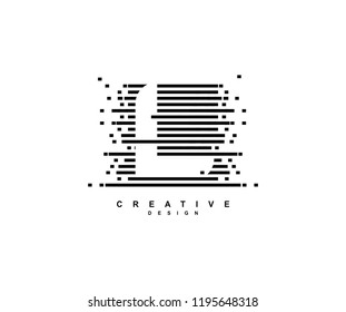 Creative Abstract Pixel Motion Initial Letter L Illusion Style Logo