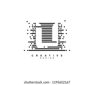 Creative Abstract Pixel Motion Initial Letter U Illusion Style Logo