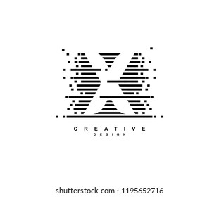 Creative Abstract Pixel Motion Initial Letter X Illusion Style Logo