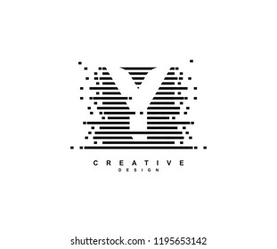 Creative Abstract Pixel Motion Initial Letter Y Illusion Style Logo
