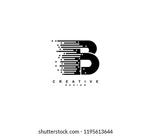 Creative Abstract Pixel Motion Letter B Artistic Logo