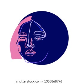 Creative abstract portrait. Minimalism graphic style drawing. 