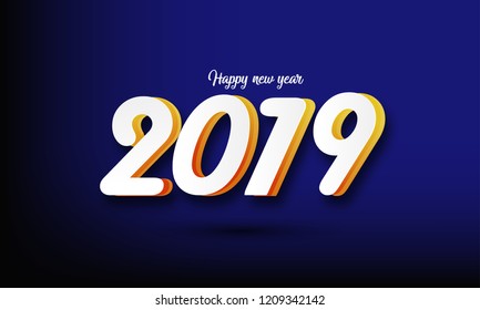 creative abstract or poster for 2019 happy New Year card for 2019 with main big numbers 