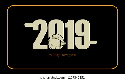 creative abstract or poster for 2019 happy New Year card for 2019 with main big numbers 