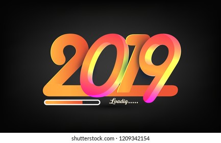 creative abstract or poster for 2019 happy New Year card for 2019 with main big numbers 