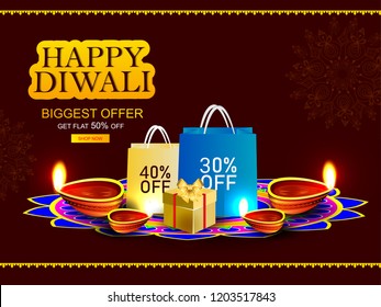 Creative abstract or poster, banner for Happy Diwali  Shubh Diwali or Shubh Deepawali with creative design illustration.