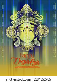 creative abstract or poster, banner for Shubh Navratri with Maa Durga face  design illustration, Shubh Navratri, Durga Puja.