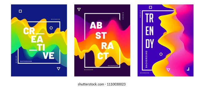 Creative abstract poster or cover design in three different color combination.