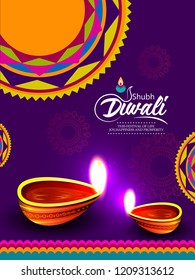 Creative abstract or poster for  happy Diwali or Deepawali with beautiful Deep or Rangoli design illustration, Diwali Greetings, Modern Diwali Greetings.