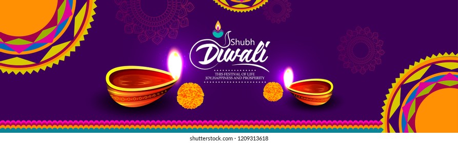 Creative abstract or poster for  happy Diwali or Deepawali with beautiful Deep or Rangoli design illustration, Diwali Greetings, Modern Diwali Greetings.