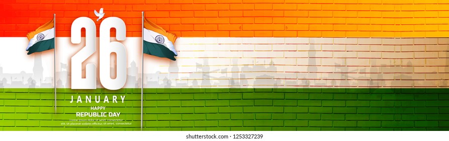 Creative abstract or poster, header, footer for Republic Day Celebration of Indian Vector illustration 26 january