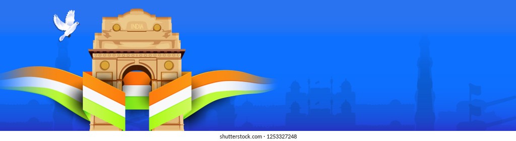Creative abstract or poster, header, footer for Republic Day Celebration of Indian Vector illustration 26 january