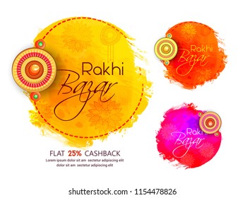 Creative abstract or poster for rakhi bazar, Raksha Bandhan festival offer with creative rakhi design illustration. Creative abstract or poster for rakhi bazar, Raksha Bandhan festival offer with creative rakhi design illustration.