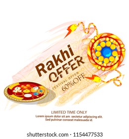 Creative abstract or poster for rakhi festival offer, Raksha Bandhan Sale 60% with creative rakhi design illustration. Creative abstract or poster for rakhi festival offer, Raksha Bandhan Sale 60% with creative rakhi design illustration.