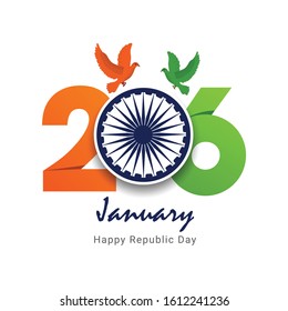 Creativo resumen o afiche de la celebración del Día de la República India con el texto del 26 de enero.