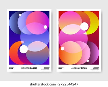 Creative Abstract Poster Template featuring Dynamic Colorful Gradient Circles and Dots
