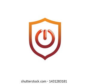 Creative Abstract Power Turn On Shield Logo Design Symbol Vector Illustration