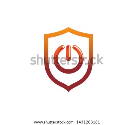 Creative Abstract Power Turn On Shield Logo Design Symbol Vector Illustration