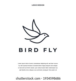 Creative Abstract Premium Bird Line Icon Logo Design Color Editable Vector Illustration