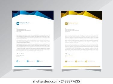 Diseño de Plantilla de membrete profesional abstracto creativo en un estilo minimalista, diseño de cabeza de carta de boletín informativo profesional abstracto creativo, Vector eps 10