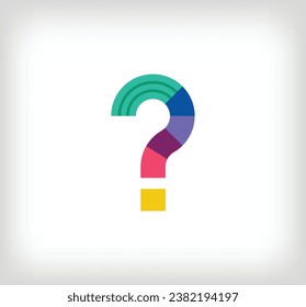 Creative abstract question mark multicolored linear logo. Modern lettering lines with new pop art colors. Font alphabet template. Creative education geometric.vector