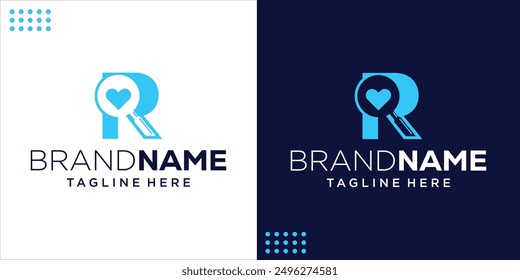 Creative Abstract R Logo With Magnifying Glass, Design Inspiration, Illustration, Vector