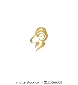 Creative abstract ram big horn logo vector design