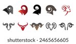 creative abstract ram horn head bighorn head collection set logo vector symbol	