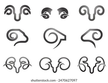 creative abstract ram horn head bighorn head collection set logo vector symbol	
