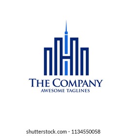 Creative abstract real estate icon with letter H logo