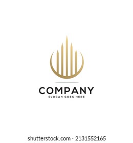 creative abstract real estate logo design, luxury gold apartment logo, business investment building logo, icon vector template