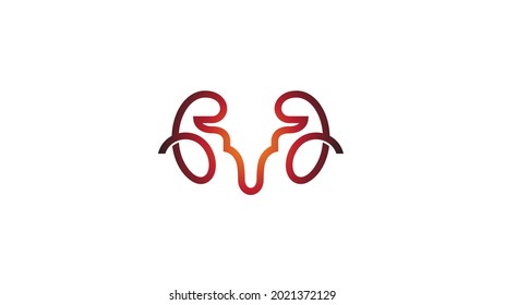 creative abstract red ram horn Sheep bighorn head logo vector symbol
