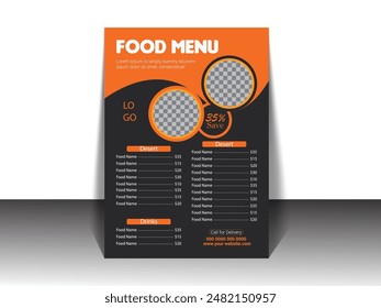 Creative Abstract Restaurant Food Menu Flyer Poster Template Design.