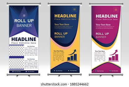 Creative and Abstract Roll Up Banner. Business Roll Up Banner. Standee Design. Banner Template. Presentation and Brochure Flyer. Vector illustration. eps 10