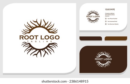Creative abstract roots of life logo and business card design template